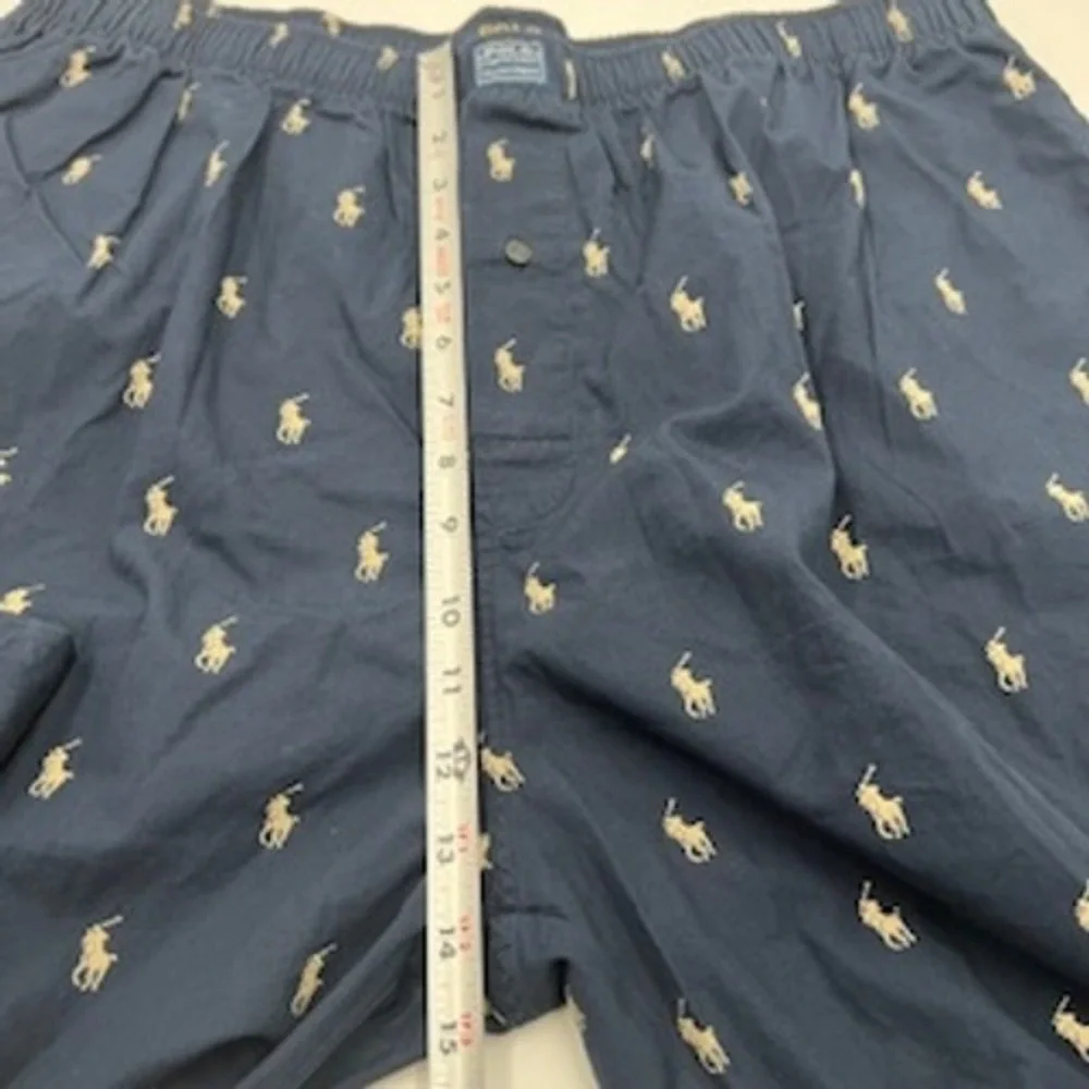 Polo Ralph Lauren Mens Pajama Pants XL Navy Blue Tan Pony‎ Logo Cotton Lounge